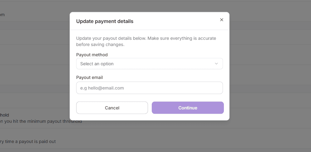 Affiliate Payout